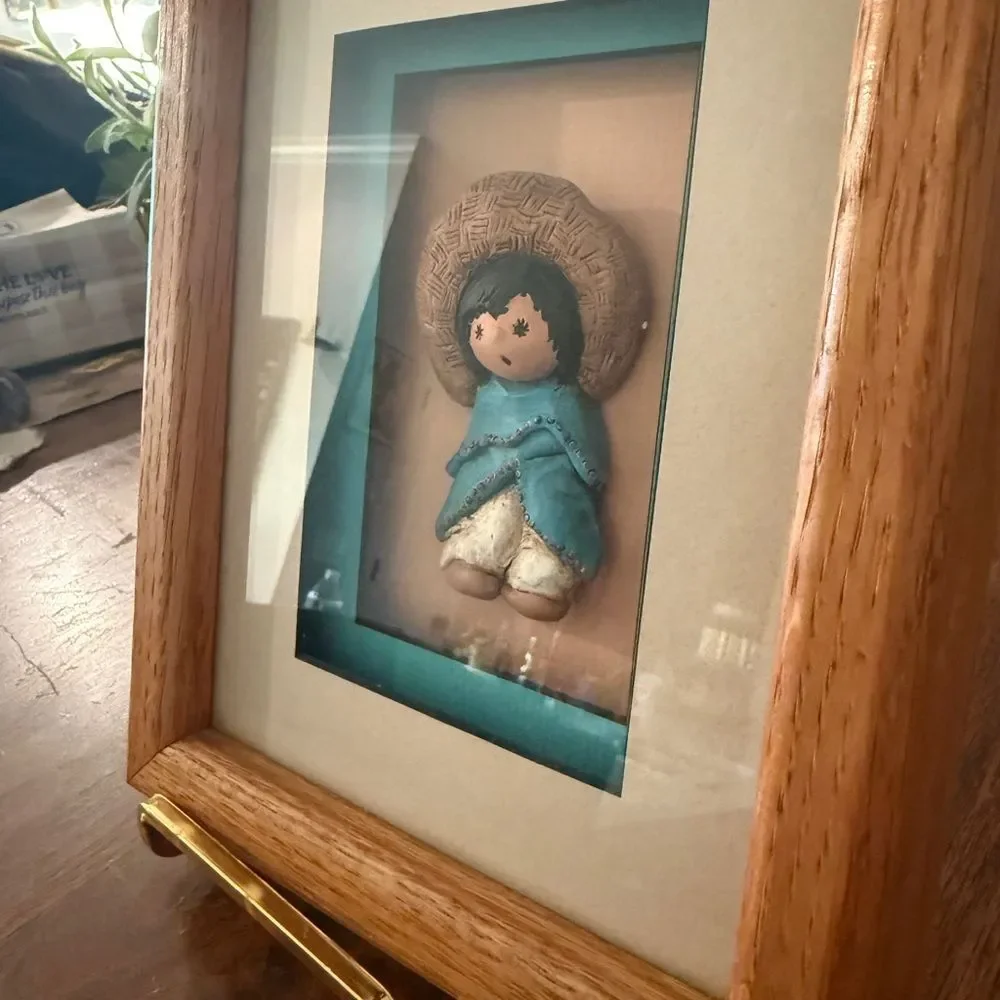 Framed Clay Figurine Art